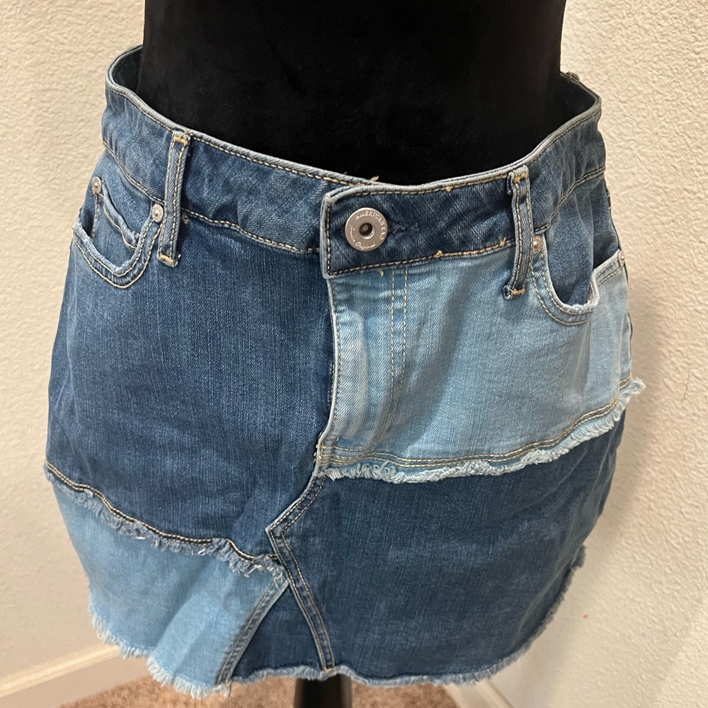 Denim Patchwork American Rag Mini Skirt